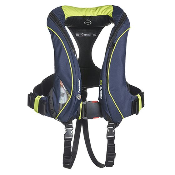 Crewfit Ergofit 190N PFD with Automatic Inflator – Navy/Lime (Hammar)