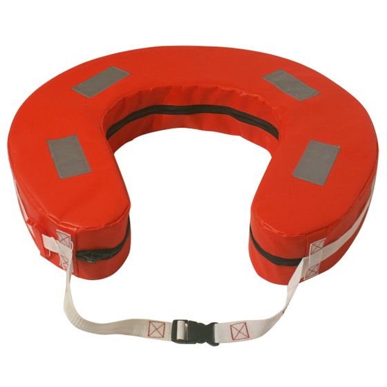 Horseshoe Style Lifebuoy – 600mm, PVC Zip Cover, Whistle & Reflective Tape (MSG110)