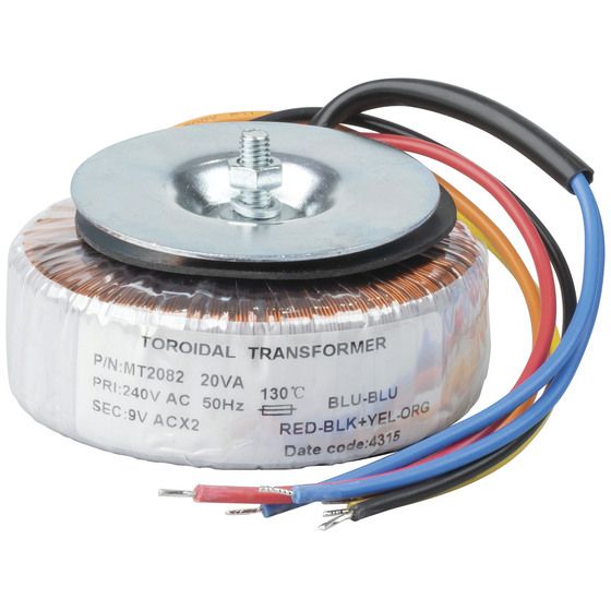 JAYCAR MT2082 9V-0-9V 20VA Toroidal Transformer – Low Profile