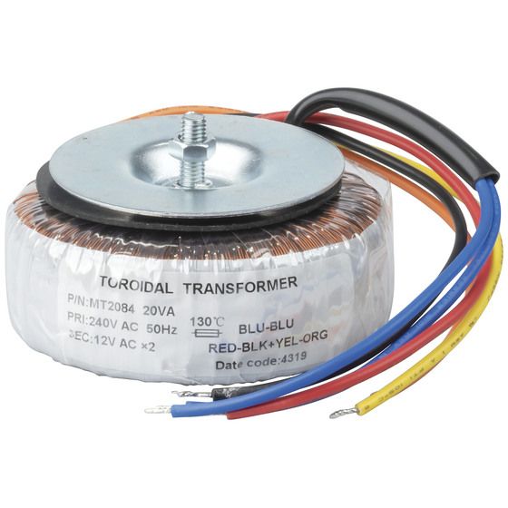 12V-0-12V 20VA TOROIDAL TRANSFORMER - LOW PROFILE