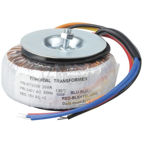 JAYCAR MT2086 15V-0-15V 20VA Toroidal Transformer – Low Profile