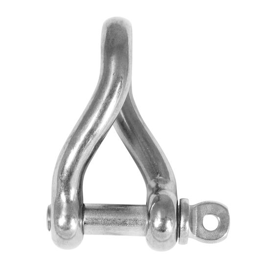 Forged D Shackle Twisted 5mm – 316 Stainless Steel, Breaking Load 1000kg, Security-Wire Pin Drilled
