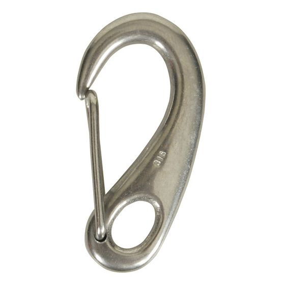 CAST STAINLESS STEEL (316 GRADE) SPRING SNAP HOOK - 100MM LONG 20MM SPACING 14MM HOLE