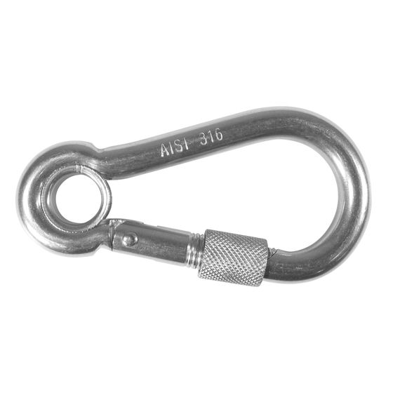 Jaycar 316 Stainless Steel Snap Hook – Carbine Style with Locking Collar, 100mm