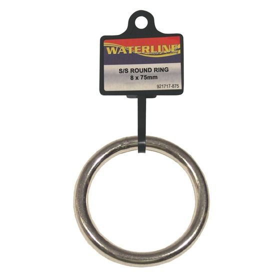 Jaycar 8mm x 75mm ID Round Ring – 304 Stainless Steel, 1100kg SWL