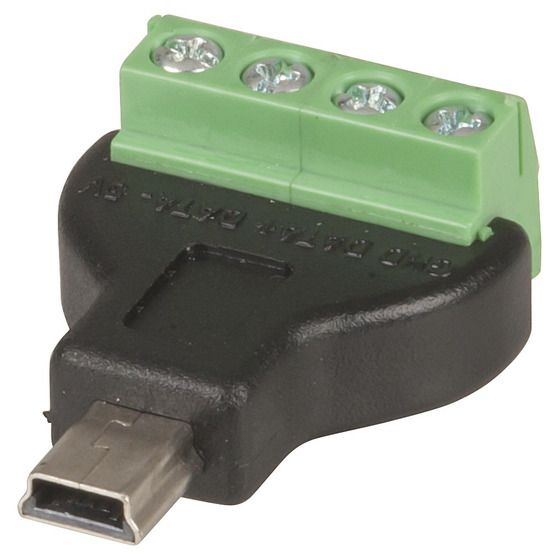 Jaycar USB 2.0 Mini B to 4-Way Screw Terminal Adaptor – No-Solder Prototyping Connector