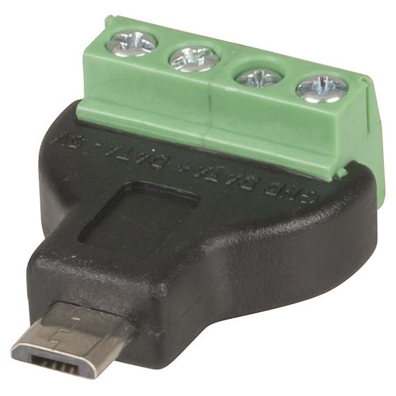 Jaycar USB 2.0 Micro B to 4-Way Screw Terminal Adaptor – No-Solder Prototyping Connector