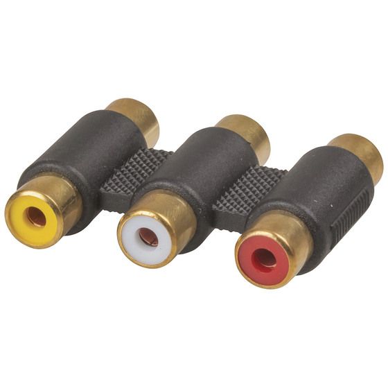 Gold 3 x RCA Socket to 3 x RCA Socket Adaptor – Jaycar