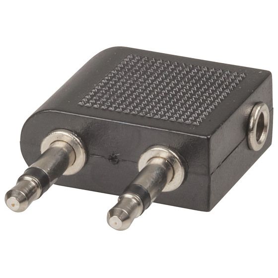 3.5mm Stereo Socket to 2 x 3.5mm Mono Plug – Aeroplane Headphone Adaptor | JAYCAR