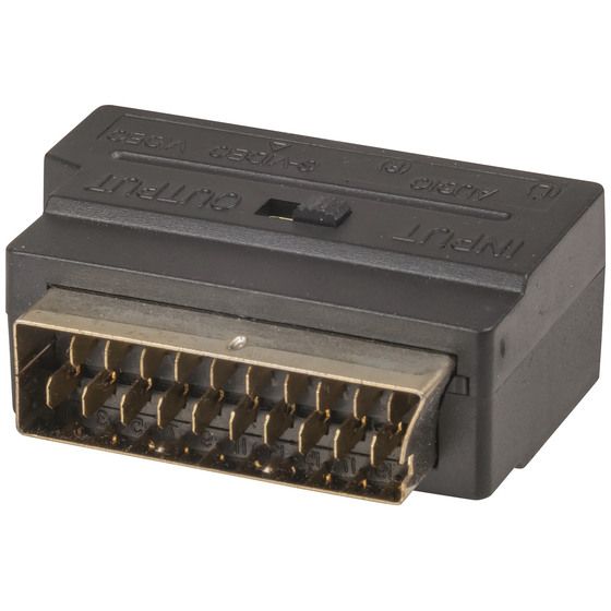 SCART Plug to 3 RCA & S-VHS Socket Adaptor | Switchable In/Out