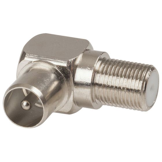 Jaycar 75 Ohm TV Plug to F81 Socket Adaptor – Right Angle Coaxial Connector