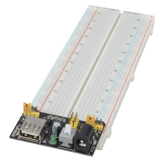SOLDERLESS BREADBOARD WITH POWER AND I/O BREAKOUT BOARD