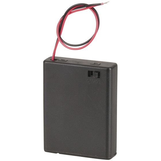 Jaycar 4xAAA Switched Battery Enclosure – Polypropylene, Nickel-Plated Terminals
