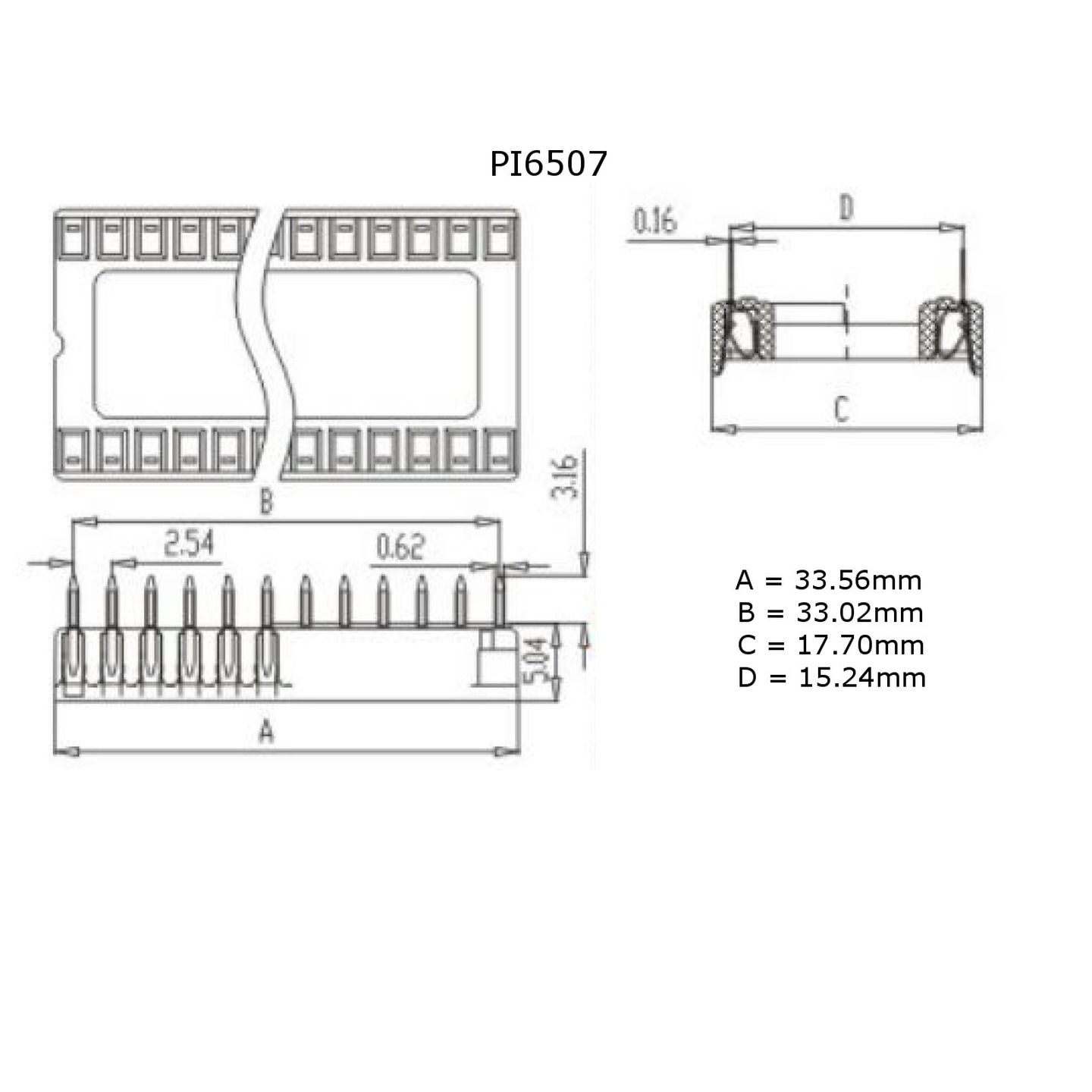 28 Pin Production Low Cost IC Socket 600mil