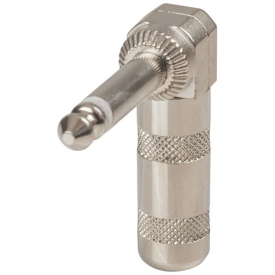 Jaycar 6.5mm Pro Phono Right Angle Plug – All Metal with Strain Relief – PP0159