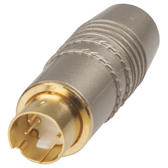 Jaycar Gold S-VHS Plug – 6mm Cable Diameter, Solder Type