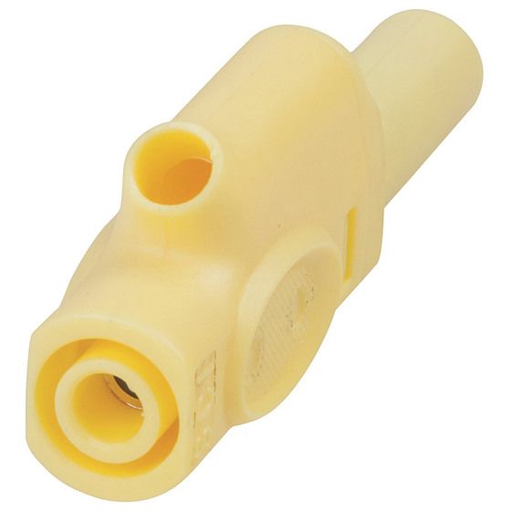 Jaycar 4mm Insulated Banana Plugs – Yellow | Piggyback, Solder Termination, 85°C Rated