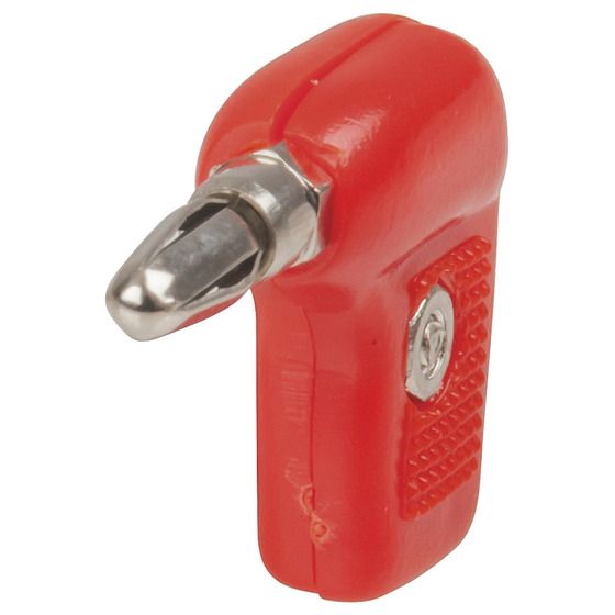 Jaycar Red Right-Angle Banana Plug | Panel-Friendly 90° Connection