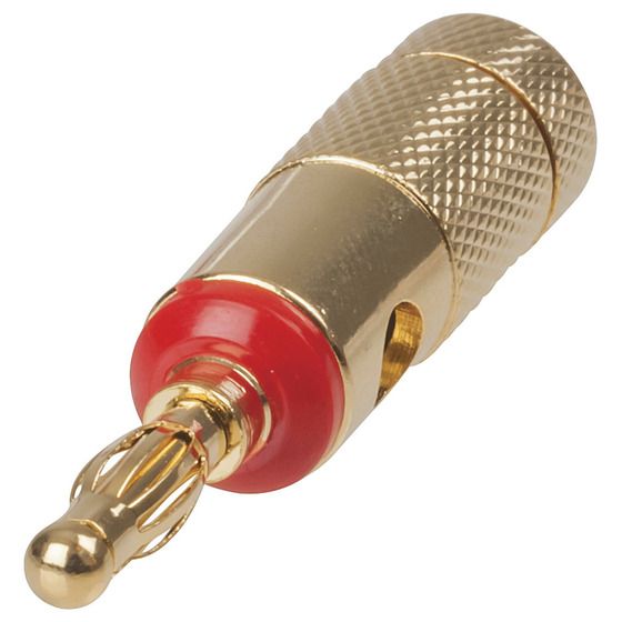 Jaycar Red Gold Banana Plug – Heavy Duty Speaker Cable Connector with Finger Screw (PP0426)