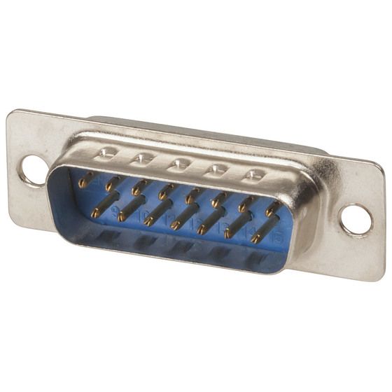 Jaycar DB15 Male Solder Connector – 15 Pin Line Mount with Back Shell