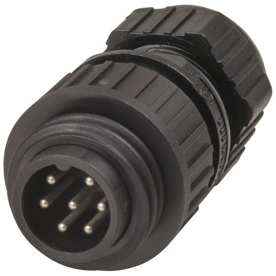 Jaycar 6 Pole + Pre-Earth CA Series Line Plug | Hirschmann C16-1 Style Connector | Polyamide 6.6 Housing