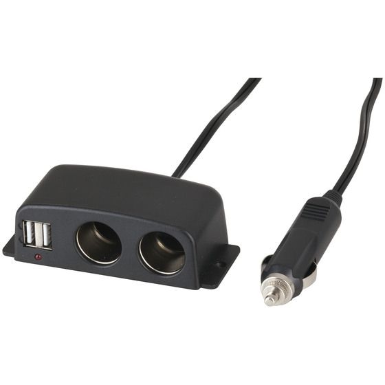 CIGARETTE LIGHTER 2 WAY SPLITTER WITH 2 USB PORTS