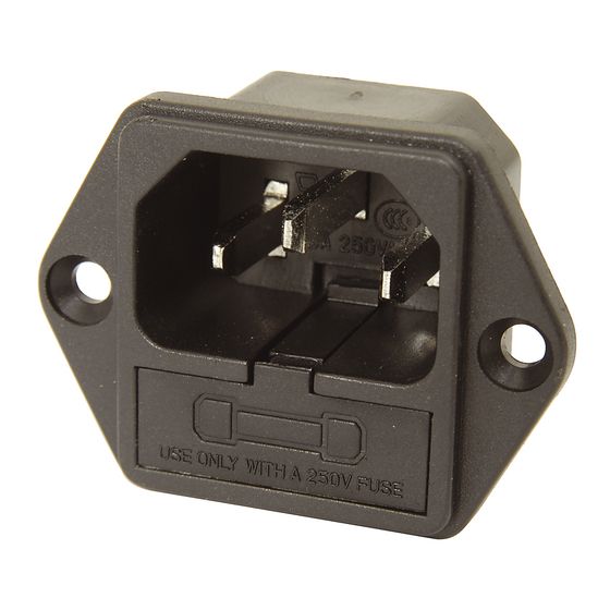 IEC MALE CHASSIS POWER PLUG WITH FUSEHOLDER