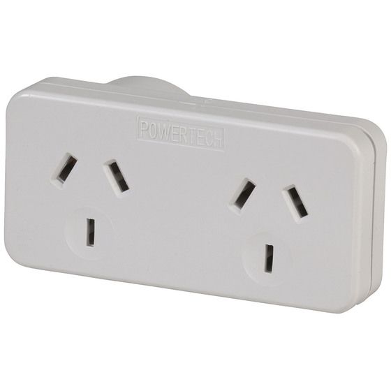 Jaycar Mains Double Adaptor – Right Side | Flat-Profile Power Splitter