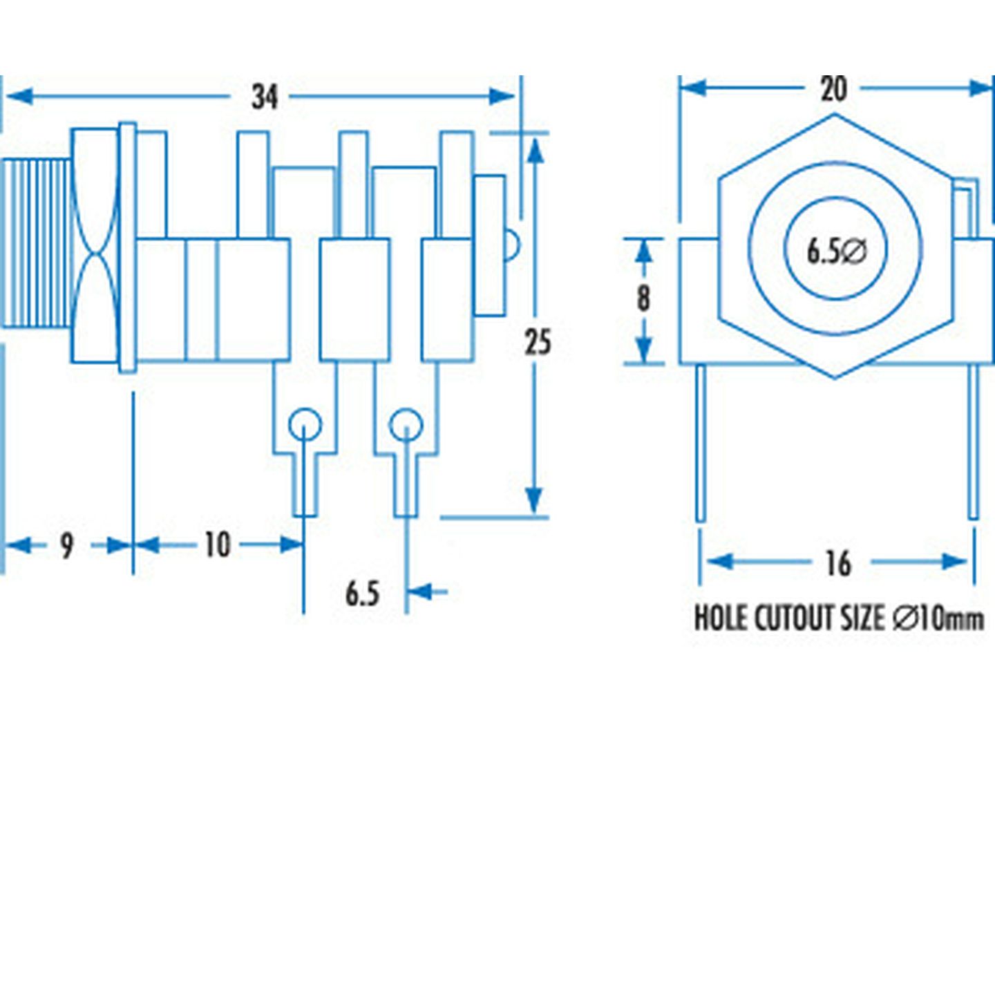 6.5mm Mono Chassis Socket