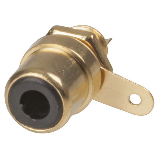 Jaycar Gold-Plated RCA Chassis Socket – Black Inner, Non-Insulated (PS0258)