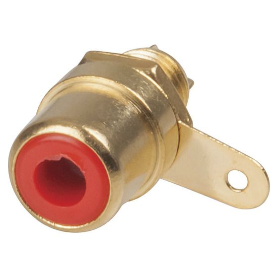 Jaycar Gold-Plated RCA Chassis Socket – Red Inner, Non-Insulated (PS0259)