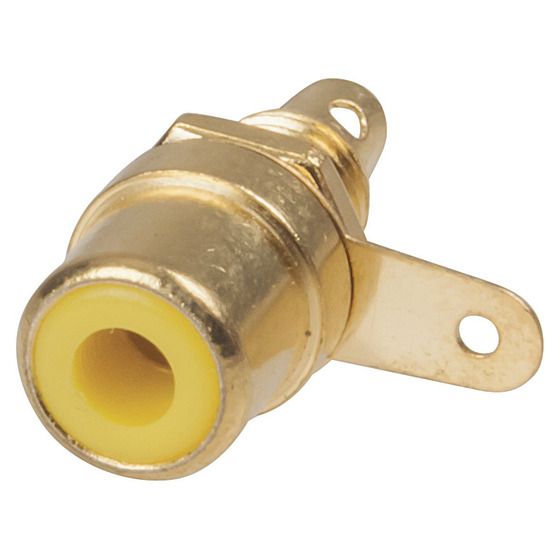Jaycar Gold-Plated RCA Chassis Socket – Yellow Inner, Non-Insulated (PS0260)