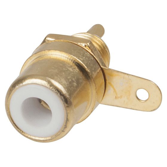 Jaycar Gold-Plated RCA Chassis Socket – White Inner, Non-Insulated (PS0261)