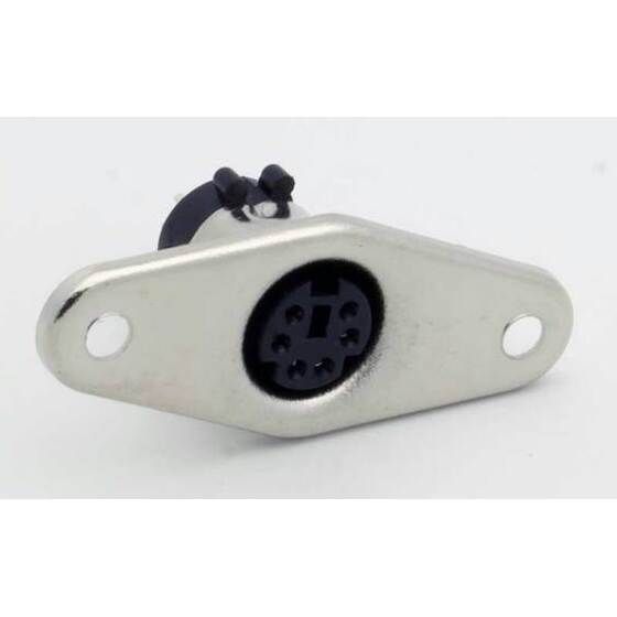 JAYCAR 6 Pin Mini DIN Panel Socket – 10mm Cutout, Nickel Plated