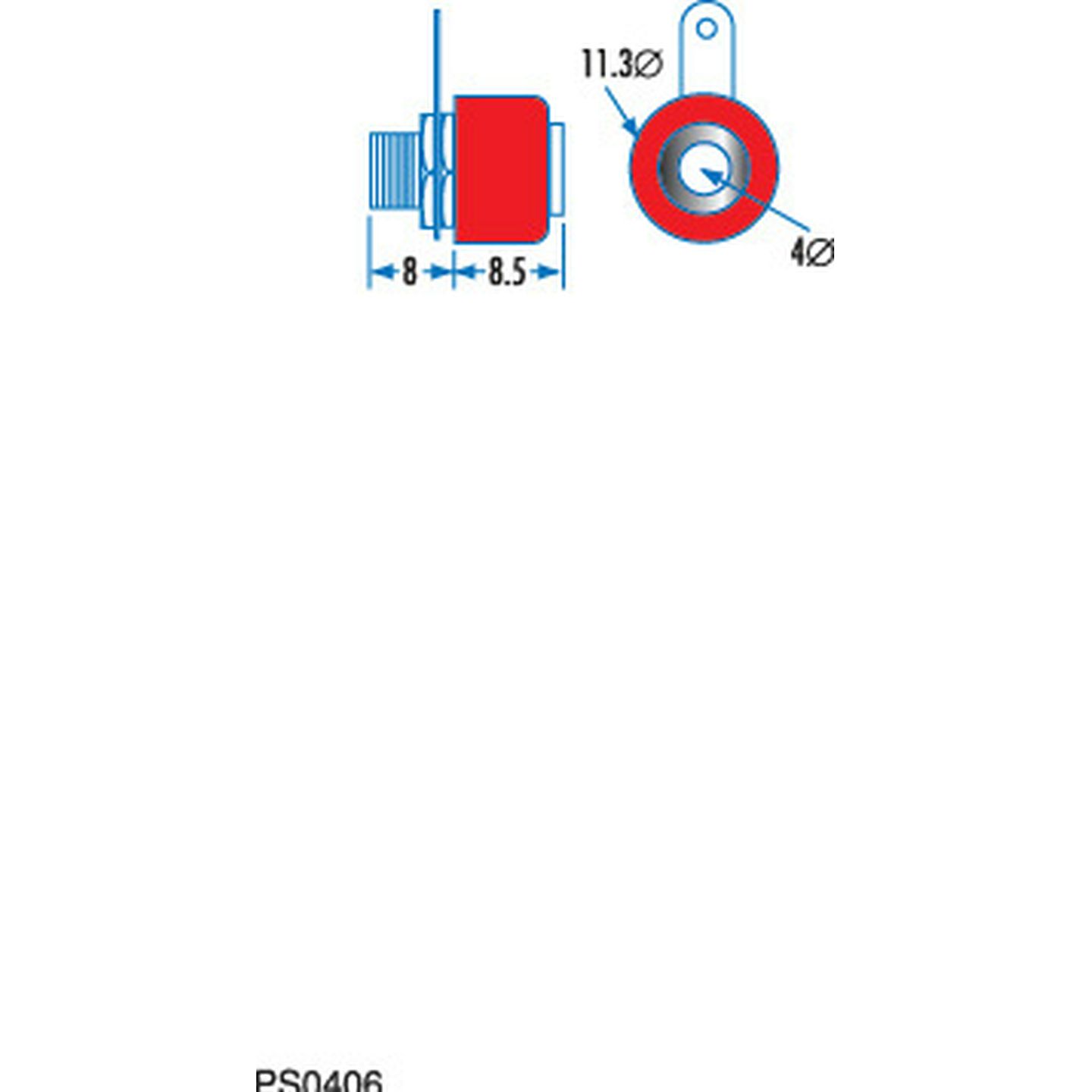 Red 4mm Panel Mount Socket