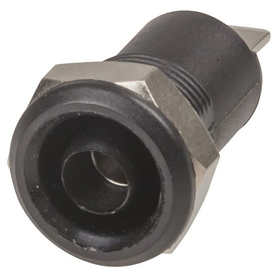 JAYCAR 4mm Panel Mount Banana Socket – Black, 10A 250VAC