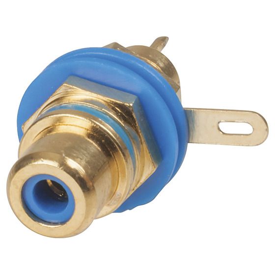 Jaycar Gold RCA Panel Mount Socket – Blue | Solder Terminal Rear