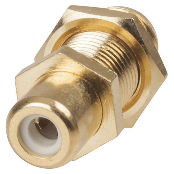 Jaycar Gold RCA Socket with F-61 Coax Terminal | Dual Panel Mount