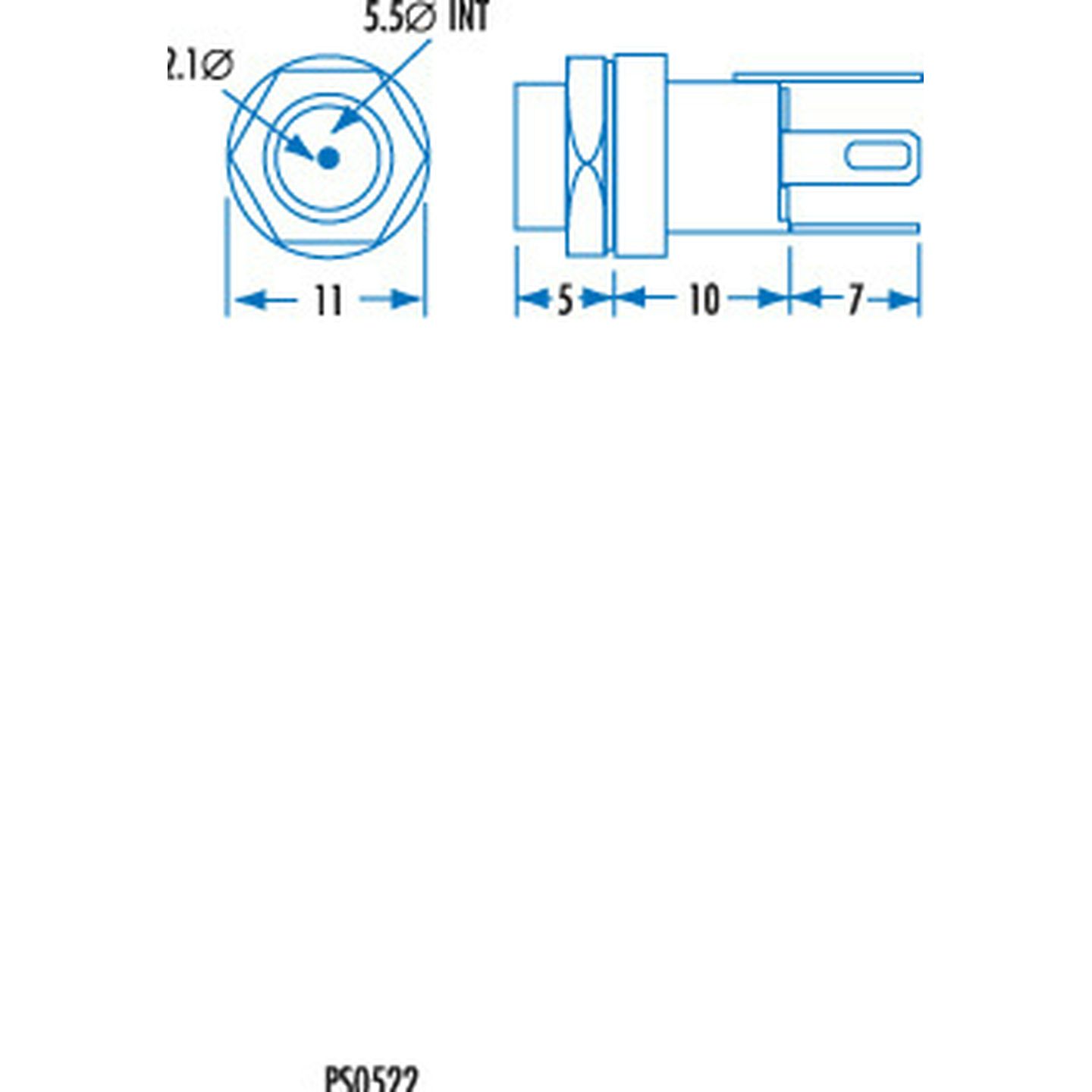 2.1mm Bulkhead Male DC Power Connector