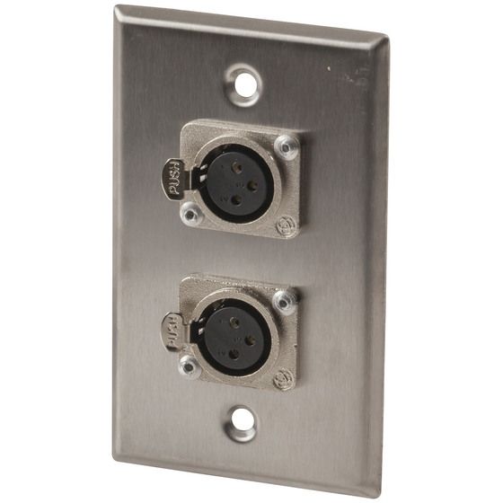 STAINLESS STEEL WALL PLATE DUAL XLR SKT