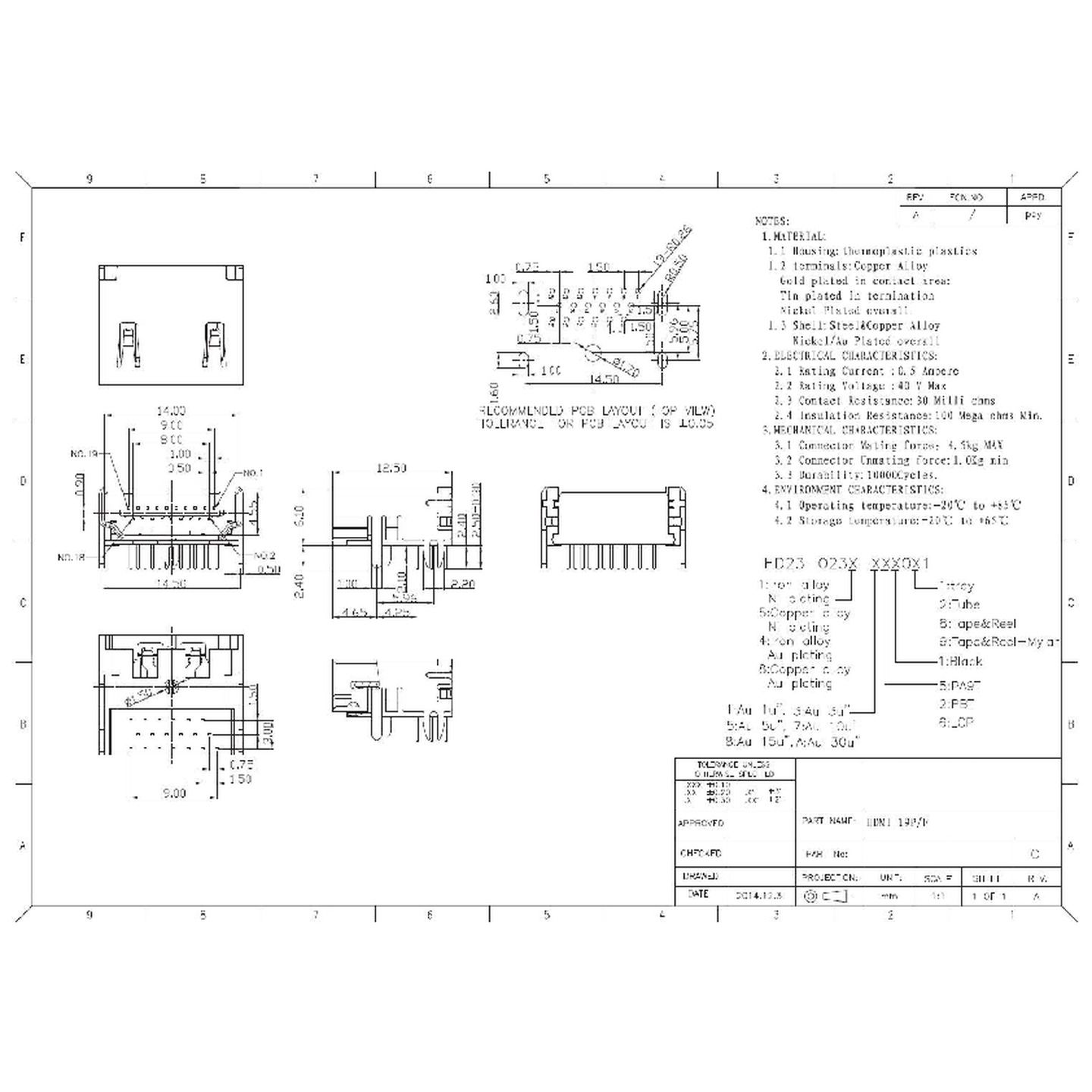 PCB Mount HDMI Socket