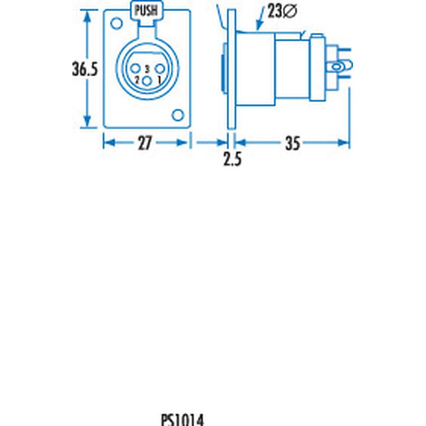 3 Pin Chassis Female Metal Cannon Type Connector