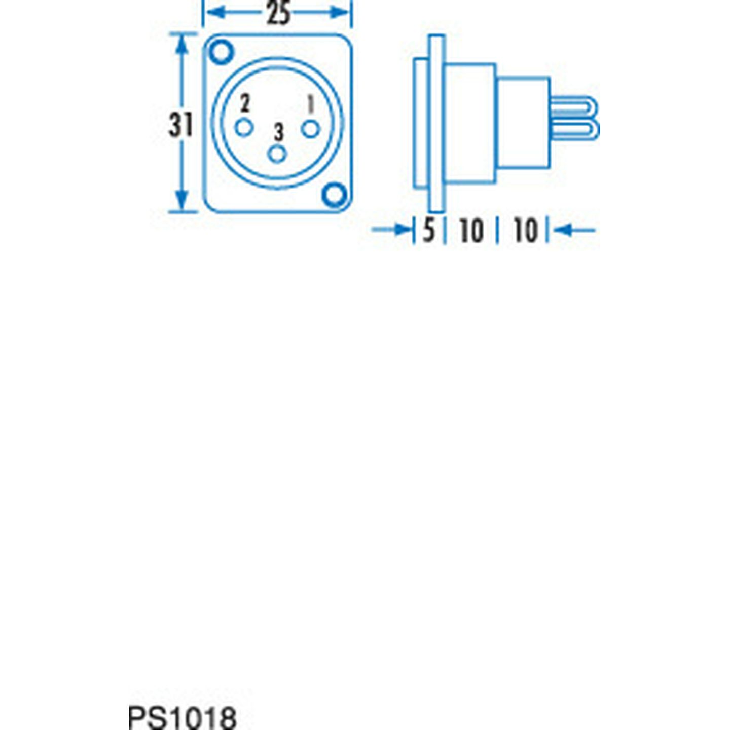 3 Pin Plastic Chassis Female Cannon Type Connector