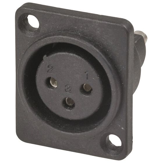 Jaycar 3 Pin Plastic Chassis Female Cannon Type Connector – 22mm Cutout