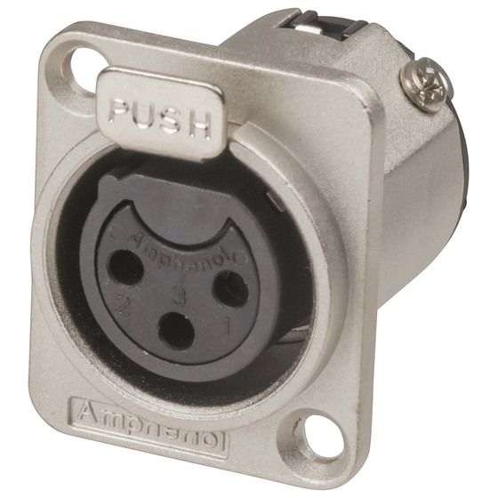 Amphenol Chassis Mount D-Series XLR Socket Female – 3 Pin, Nickel Finish