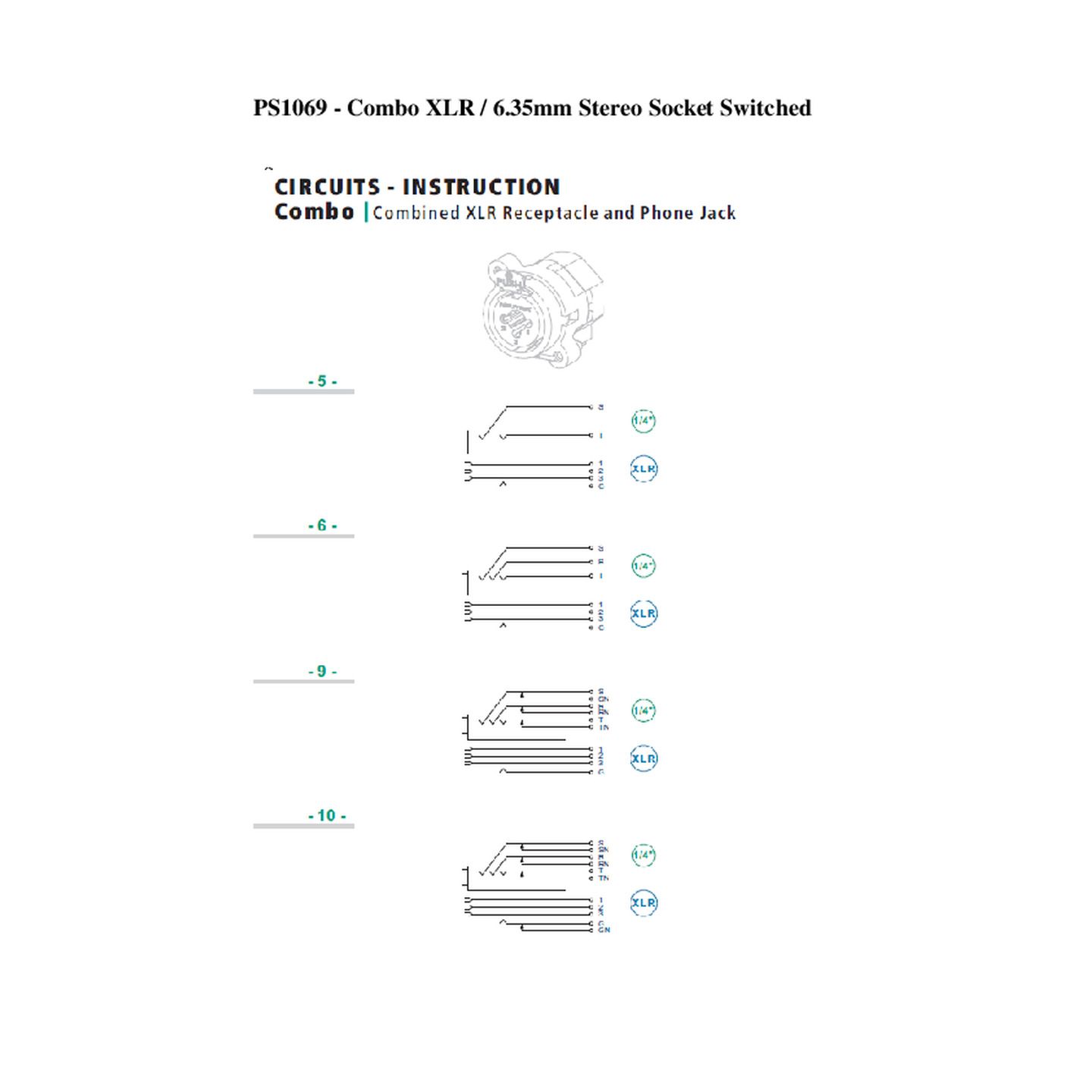 Combo XLR / 6.35mm Stereo Socket Switched