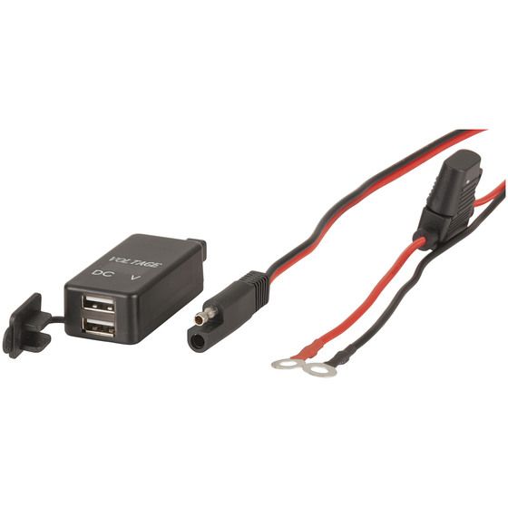 Jaycar 12/24VDC Dual USB Charger with Voltage Display (Weatherproof)