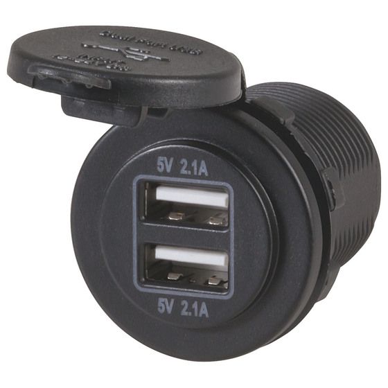 Jaycar Dual USB Car Charger – 2×2.1A, 12–24V, Panel or Surface Mount