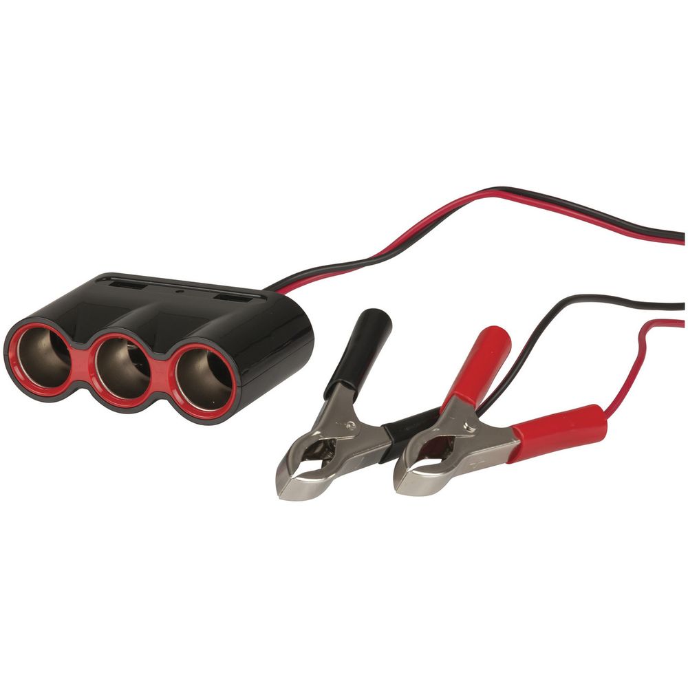 3 Way Lighter Socket with Battery Clips and USB Charge Ports | Jaycar ...