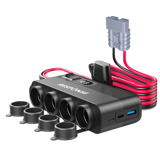 Jaycar 4-Way Cigarette Lighter Splitter – PD30W USB-C + QC3.0, up to 350W